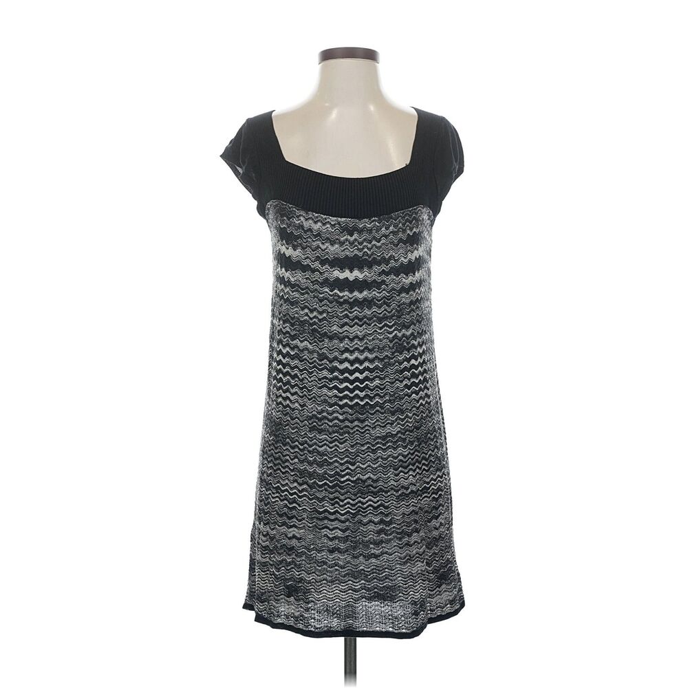 BCBG MAXAZRIA Silk Blend Chevron-herringbone Gray Casual Dress Size S